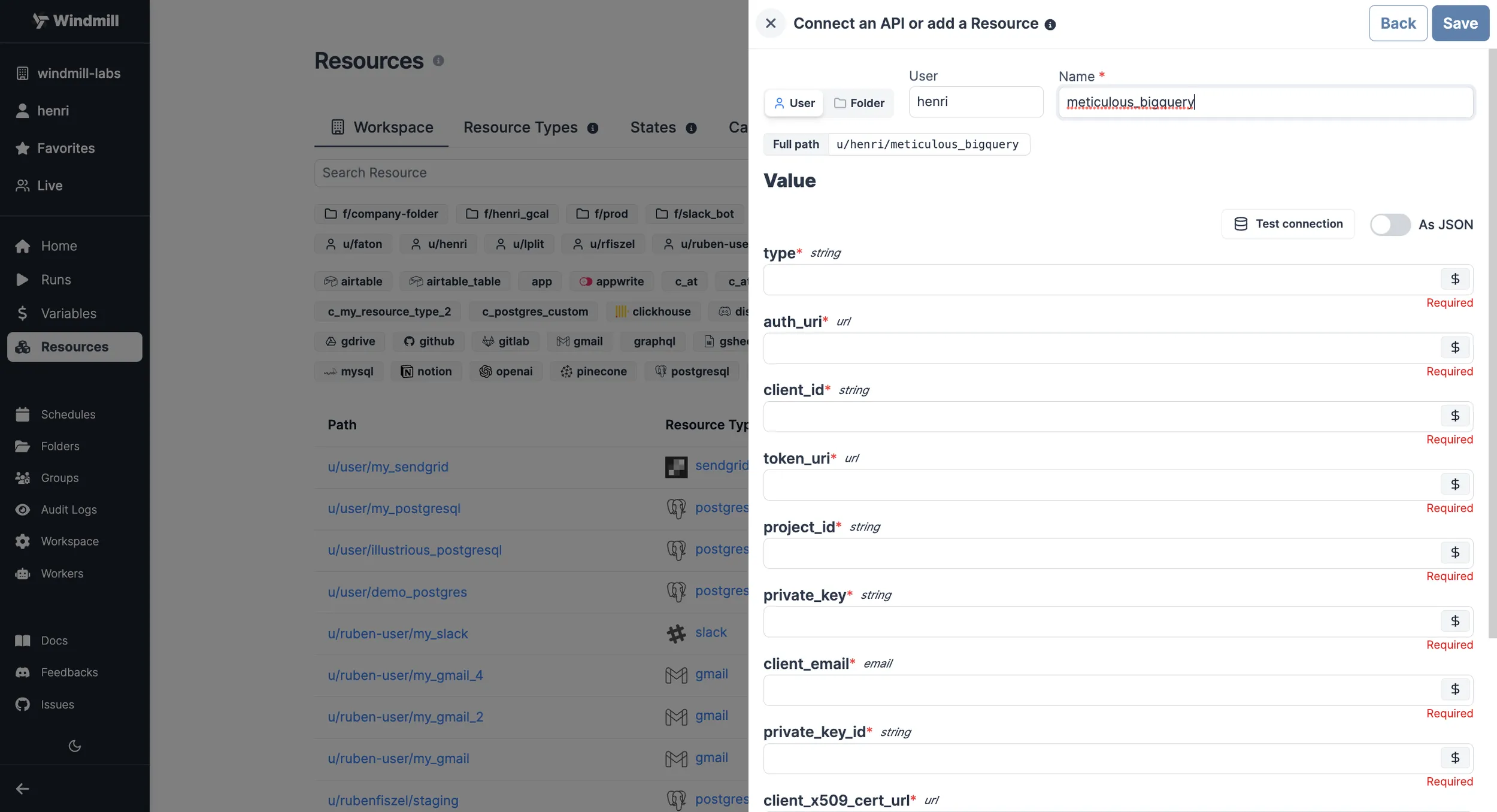 Select BigQuery Resource Type